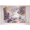 Image 2 : Jerry Heine unframed original watercolour painting of a fisherman in a mountainous river, 21" X 28 1