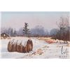 Image 1 : John M. Zupan (1941-1998) framed original watercolour painting of a hay bale in a rural setting, 3" 