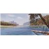 Image 1 : John M. Zupan (1941-1998) framed original watercolour painting of a lake scene, 4 1/2" X 9"