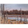 Image 1 : John M. Zupan (1941-1998) framed original watercolour painting of a fall lake scene, 15" X 20"
