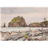 Image 1 : John M. Zupan (1941-1998) unframed original watercolour painting of a river shoreline, 10" X 13 1/2"