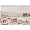 Image 1 : John M. Zupan (1941-1998) unframed original watercolour painting of a seaside beach, 7 1/2" X 11"