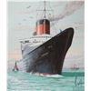 Image 1 : John M. Zupan (1941-1998) unsigned and unframed acrylic on board painting of the ship Normandie. Fro