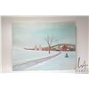Image 2 : John M. Zupan (1941-1998) unsigned and unframed acrylic on poster board painting of a farm with grai