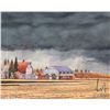 Image 1 : John M. Zupan (1941-1998) unsigned and unframed original watercolour of a stormy sky over a farm. Fr