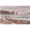 Image 1 : John M. Zupan (1941-1998) unsigned and unframed original watercolour of a ocean and shoreline. From 