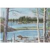 Image 1 : John M. Zupan (1941-1998) framed original watercolour painting of a lake in summer, 9 1/2" X 13"