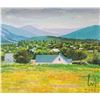 Image 1 : John M. Zupan (1941-1998) framed acrylic on canvas painting of roof tops in a valley, intialled by a