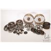 Image 1 : Selection of steam engine parts including locomotive wheels, steam roller or tractor wheels, crank r