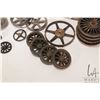 Image 2 : Selection of steam engine parts including locomotive wheels, steam roller or tractor wheels, crank r