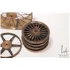 Image 3 : Selection of steam engine parts including locomotive wheels, steam roller or tractor wheels, crank r