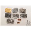 Image 1 : Seven collectible Sycamore Steam Power show belt buckles 1982-1988 plus a set of cufflinks and a pin