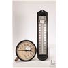 Image 1 : Two vintage pressure gauges including a Moeller temperature gauge and a Marshall Town Iowa USA press