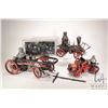 Image 1 : Three decor vintage style fire engines including a boxed set of Wilesco horses