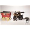 Image 1 : Two wooden models including traveller's caravan and a steam tractor 14" L X 9 1/2" H