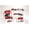 Image 1 : Four Texaco motif die-cast 1:34 scale trucks including flatbed and trailer with pipe, 1918 Mack tank