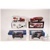 Image 1 : Four die-cast 1:34 scale die-cast vehicles including International 1949 KB-8 Stake truck, 1957 Inter