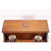 Image 2 : Antique oak letter stand with pen holders in pull out drawer and flip up stationary storage, include