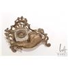 Image 3 : Bronze Rococo style ink stand with glass inkwell 8" wide