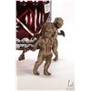 Image 2 : Ruby flash cut to clear biscuit barrel and three cherub bronze base, 10" in height