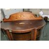 Image 3 : Antique triple curved glass, single door, oak display cabinet with carved claw feet 68" in height in