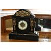 Image 1 : Antique slate mantle clock with ormolu decoration, time movement working at time of cataloguing but 