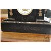 Image 2 : Antique slate mantle clock with ormolu decoration, time movement working at time of cataloguing but 