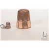 Image 3 : Antique English gold thimble, size 9, tests as 10kt plus a tiny silver thimble charm
