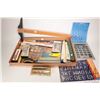 Image 1 : Selection of architectural drawing tools including T-square, slide rules, assorted stencils, rulers,