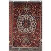 Image 1 : 100% handmade Iranian wool carpet "Bakhtyar" with center medallion, red background and overall flora