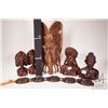 Image 2 : Selection of treenware including busts, 14" mask, wall hanging etc.