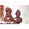 Image 3 : Selection of treenware including busts, 14" mask, wall hanging etc.