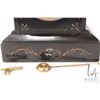 Image 2 : Antique slate chiming mantle clock with marble accents, white enamel dial and Roman numerals, appear