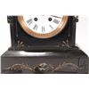 Image 3 : Antique slate chiming mantle clock with marble accents, white enamel dial and Roman numerals, appear