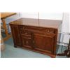 Image 1 : Modern credenza style desk with pull out keyboard drawer fitted with power bar, made by Hooker Furni