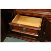 Image 7 : Modern credenza style desk with pull out keyboard drawer fitted with power bar, made by Hooker Furni
