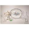 Image 1 : Selection of antique glass and porcelain including Limoges Art Nouveau hand painted cocoa pot, pair 