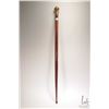 Image 1 : Wood and brass walking stick with drinks vial compartment, note: glass vial missing, 38" in height