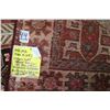 Image 3 : 100% handmade Iranian wool carpet "Lory" with overall geometric design and red background, highlight