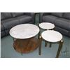 Image 1 : Four modern marble top occasional tables including three 21" H X 16" D side table plus similar style