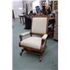 Image 1 : Eastlake platform rocking chair with carved back and low upholstered seat,14" in height, to match lo