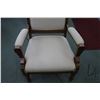 Image 3 : Antique Eastlake open arm parlour chair with carved back and low seat height 14"