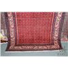 Image 2 : 100% handmade Iranian wool carpet runner "Mir" with red background, geometric pattern and highlights