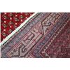Image 3 : 100% handmade Iranian wool carpet runner "Mir" with red background, geometric pattern and highlights