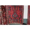 Image 2 : 100% handmade Iranian wool carpet runner "Hamdan" with multiple medallions and red background, highl