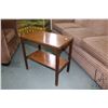 Image 1 : Antique two tier side table with sculpted edge, 23" H X 24" X 14"