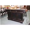 Image 1 : Modern free standing bar with faux marble top and bronze tone foot rail, 42" H X 65" W X 22" D