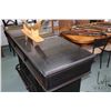 Image 2 : Modern free standing bar with faux marble top and bronze tone foot rail, 42" H X 65" W X 22" D
