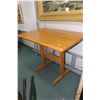 Image 1 : Laminate oak double pedestal tall table, 35" H X 48" X 29"