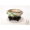 Image 1 : Large Chinese made Cloissone center bowl with florals and birds, 12" in diameter and including woode